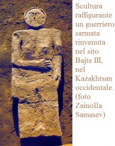 Scultura raffigurante un guerriero sarmata rinvenuta nel sito Bajte II